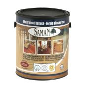 Vernis à base d'eau pour le bois d'intérieur Saman, semi-lustré, clair, faible odeur, 3,78 L