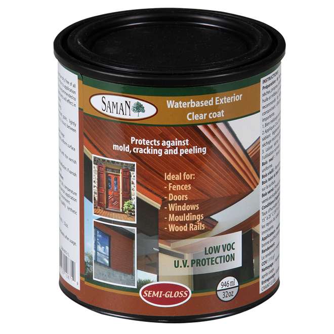 SamaN Exterior WaterBased Wood Varnish Low VOC SemiGloss Clear