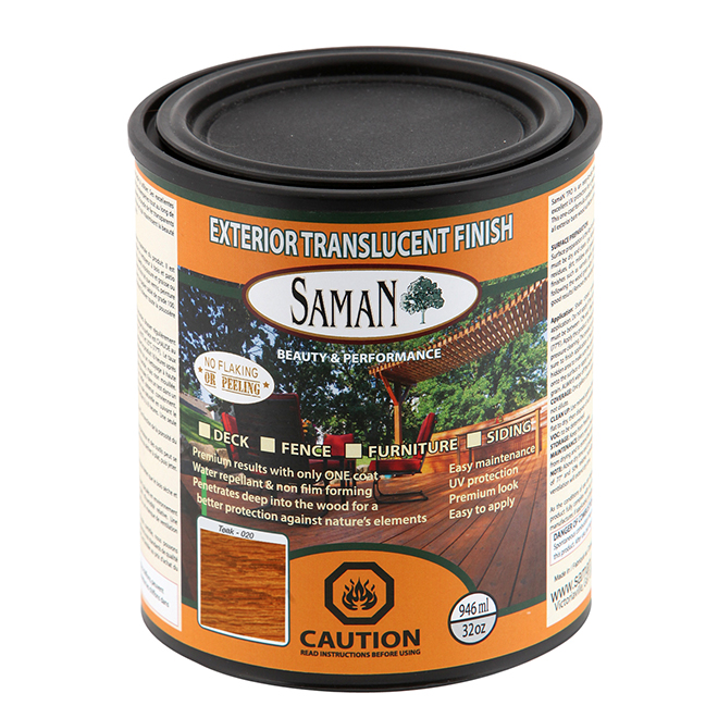 SamaN One Coat Exterior Wood Stain Translucent Teak 946mL TPO