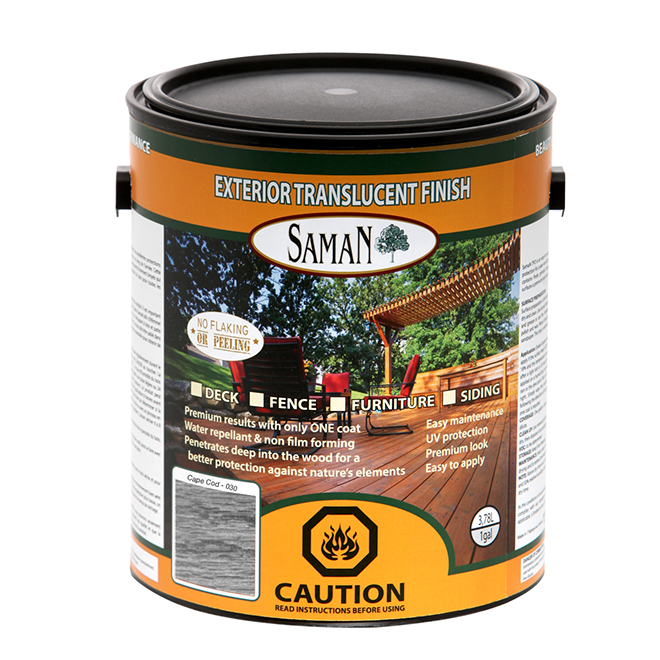 SamaN One-Coat Exterior Wood Stain - Low VOC - Translucent - Cape Cod - 3.78-L