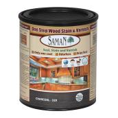 Saman One Step Interior Wood Stain and Varnish - Water-Based - Charcoal - Low VOC - 946 ml
