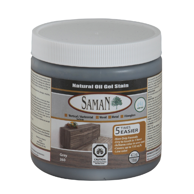 SamaN Natural Oil-based Gel Stain - Grey - Odourless - 472 ml