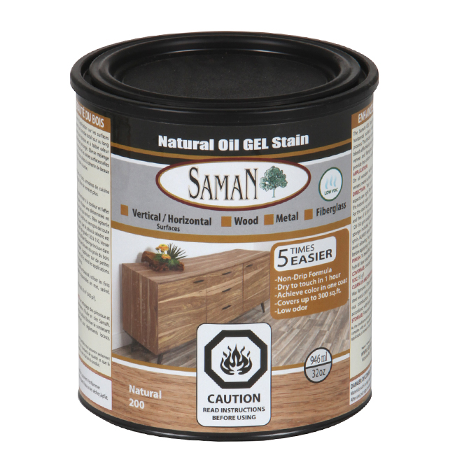 SamaN Natural Oil Gel Stain Odourless Natural 946 mL GEL2001L