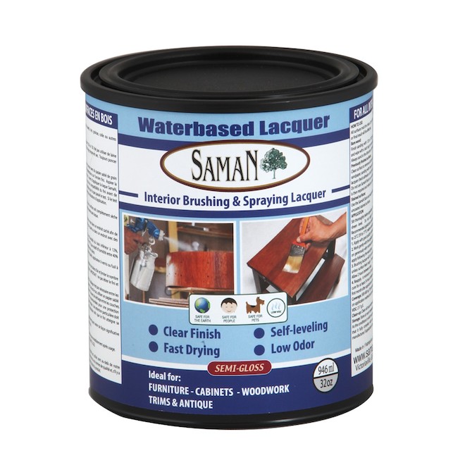 Saman Waterbase Lacquer Semi-Gloss Clear Finish 946 ml