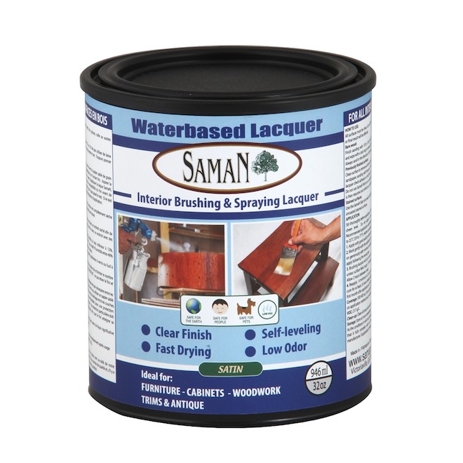 Saman Waterbase Lacquer Clear Satin 946 ml