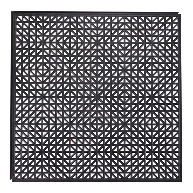 Techno-Lok Floor Tile  Recycled PVC Black 18-in x 18-in