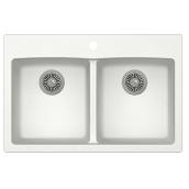 allen + roth 31 x 20.5-in Matte White Double Equal Drop-In Undermount 5 Holes Kitchen Sink