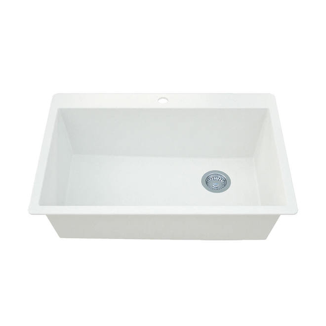 allen + roth 33 x 22-in White Single Drop-In Undermount 5-Holes Residential Kitchen Sink