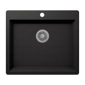 allen + roth 25 x 22-in Black Single Drop-in Undermount 5-Holes Granite Kitchen Sink
