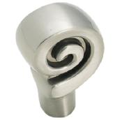 Bouton en métal fini nickel satiné