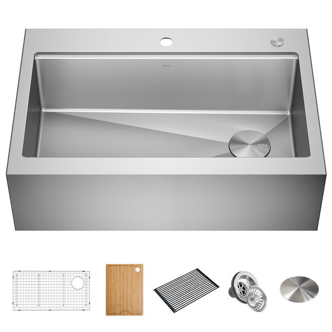 Kraus Kore 31.25-in x 21.38-in Stainless Steel Single Bowl Undermount Residential Kitchen Sink