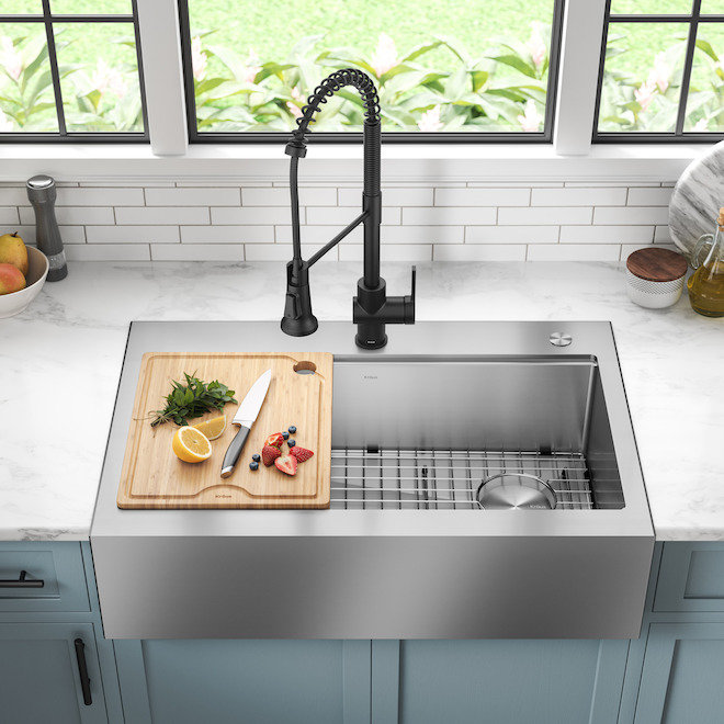 Kraus Kore 31.25-in x 21.38-in Stainless Steel Single Bowl Undermount Residential Kitchen Sink