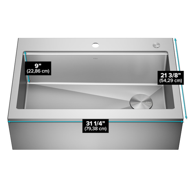 Kraus Kore 31.25-in x 21.38-in Stainless Steel Single Bowl Undermount Residential Kitchen Sink