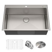 Standart PRO 31.25-in x 21.5-in Stainless Steel - Single Bowl Drop-in - 1 Hole Residential Bathroom Sink