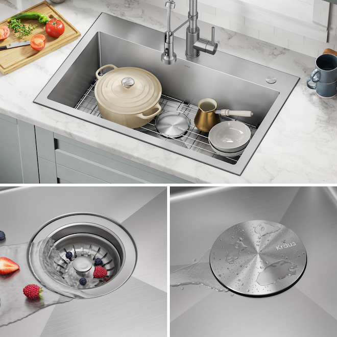Kraus Standart PRO 31.25-in x 21.5-in x 9.5-in Stainless Steel Single Bowl Drop-in Kitchen Sink