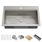Kore 31.25-in x 20.5-in Stainless Steel Single Bowl Drop-In - 2 Holes Residential Kitchen Sink