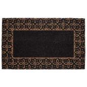 FHE Black Entrance Mat in Natural Coir with Pattern Border of 18 x 30-in