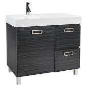 Foremost Turenne Vanity with 1 Door and 2 Drawers - Dark Grey - Synthetic Marble Sink - 18-in D x 36-in W x 34-in H