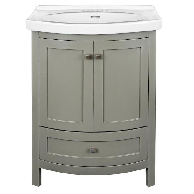 Foremost Tallia 35.75-in H x 25.5-in W x 19-in D White Basin and Grey Stand Bathroom Vanity Cabinet and Sink