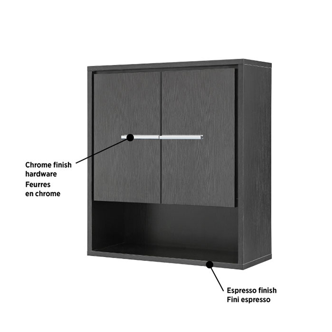 Wall Cabinet - Carlington - 2 Doors/2 Shelves - Espresso