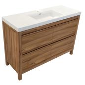 Foremost Elvyne Bathroom Light Walnut Vanity - Cultured Marble Sink - 4 Slow Close Drawers - 48 in W x 34 in H x 18 in D