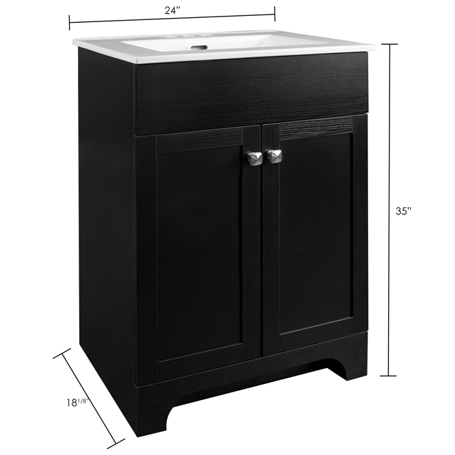 Meuble-lavabo Dunaway de Project Source, 24 po, 2 portes, expresso