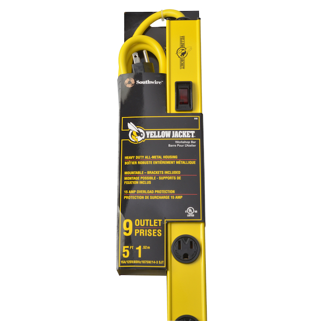 Yellow Jacket 9-Outlet Power Bar - 36" - Yellow