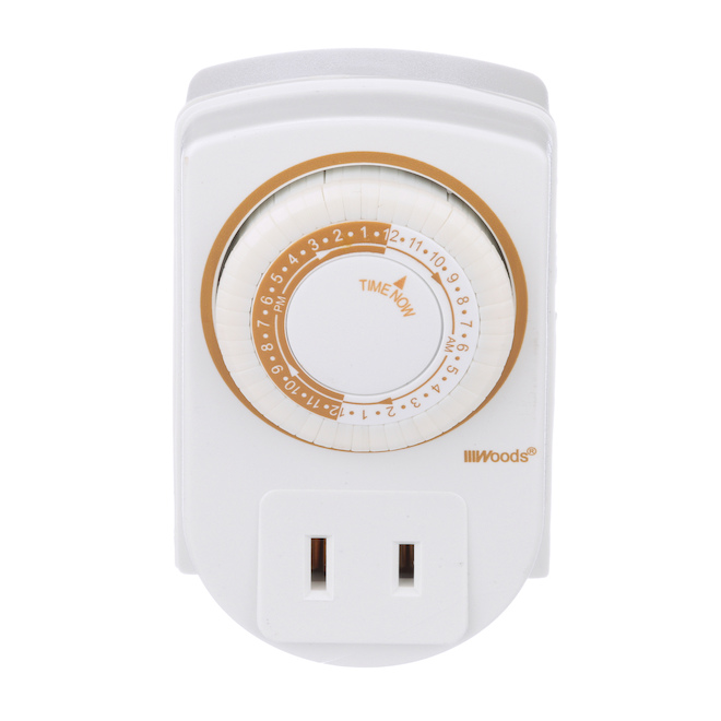 Woods 24-Hour Mechanical Timer Outlet - White - 2-Pack