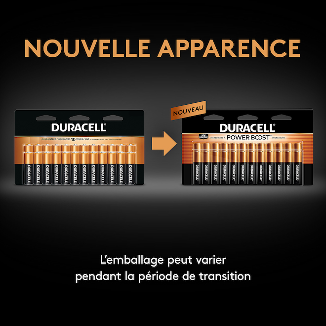 Piles AA Coppertop par Duracell,  paquet de 8