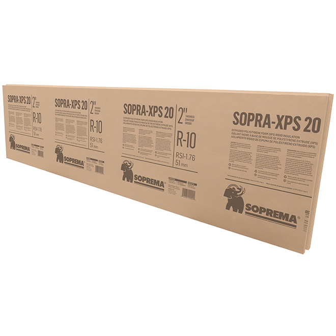 Soprema Sopra-XPS 20 Water-Resistant Insulation Panel - Extruded Polystyrene - 8-ft x 2-ft x 2-in - R10