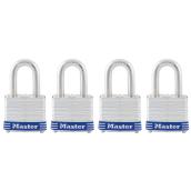 Master Lock - 4-Pack - Laminated Steel Body - Silver with Blue Bumper Padlock