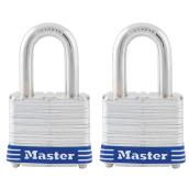 Master Lock - 2-Pack - Laminated Steel Body - Silver with Blue Bumper Padlock