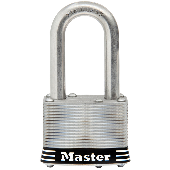 Master Lock Keyed Padlock - 1.5-in Shackle - 1.75-in - Laminated Stainless Steel