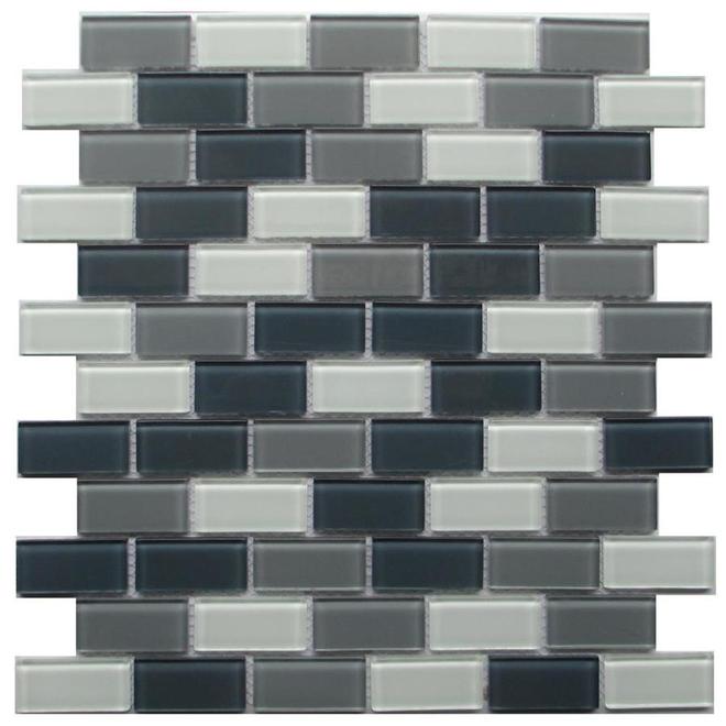 Bestview White and Grey 12-in x 12-in Glass Mosaic Wall Tile 991138 | RONA