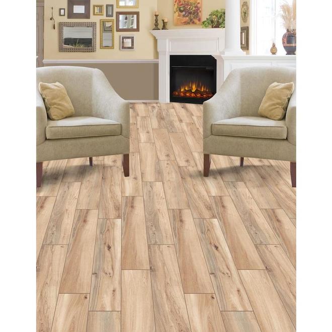 Style Selections 6-in x 24-in Elegant Wood Natural Wood Look Porcelain Floor and Wall Tile