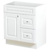 EBSU Bathroom Vanity - Ready for Sink - Single Door and 2 Drawers - 30-in W x 31-1/2-in H x 21-in D  - White
