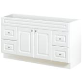 EBSU White MDF and Melamine Bathroom Vanity - Jasper Standard Series - 2 Doors and 4 Drawers - 48-in W x 21-in D