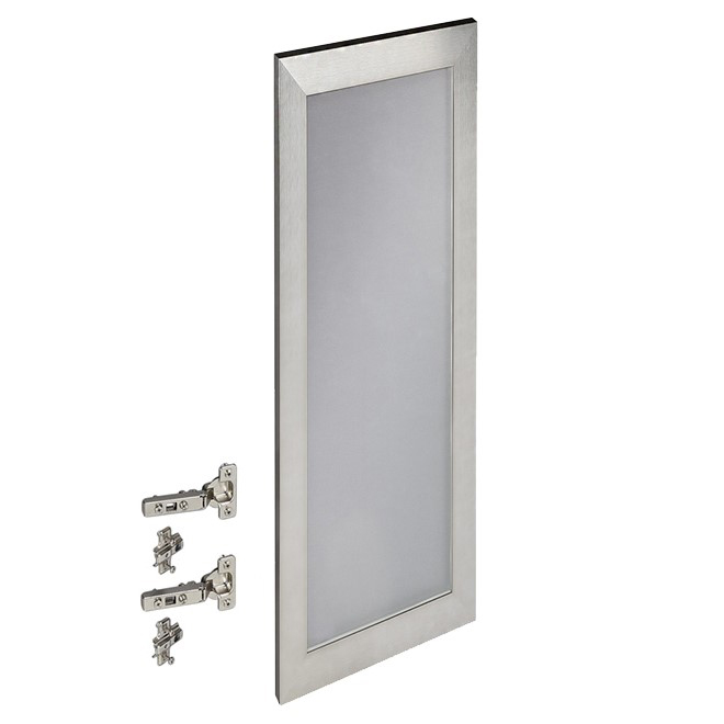 Ebsu Iris Glass and Aluminum Kitchen Cabinet Door - 12-in x 30-in - Aluminum
