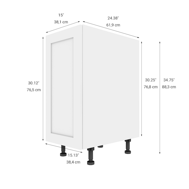 LANDON&CO ELITE Base Kitchen Cabinet - 15 1/8-in x 34 3/4-in - Shaker Style - White