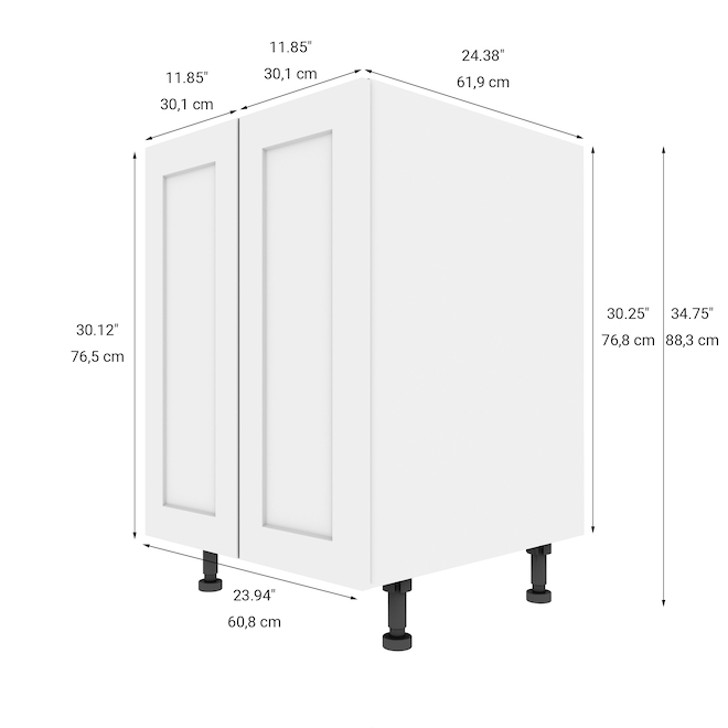 LANDON&CO ELITE 2-Doors Base Kitchen Cabinet - 23 15/16-in x 34 3/4-in - Shaker Style - White