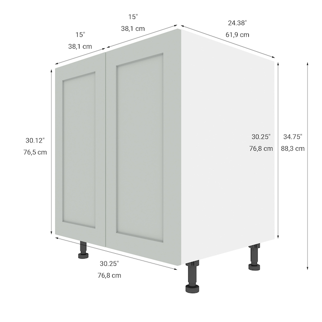 LANDON&CO ELITE 2-Doors Base Kitchen Cabinet - 30 1/4-in x 34 3/4-in - Gray