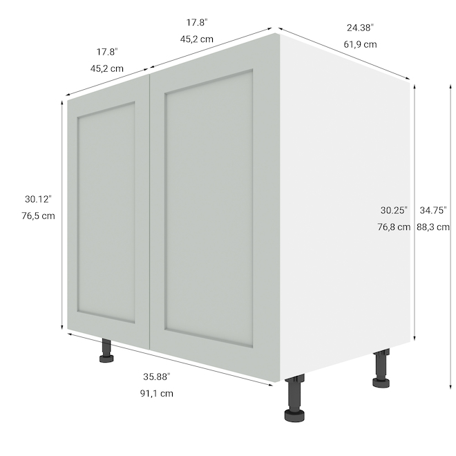 LANDON&CO ELITE 2-Doors Base Kitchen Cabinet - 35 7/8-in x 34 3/4-in - Gray