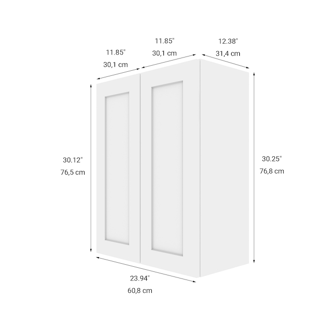 LANDON&CO ELITE 2-Doors Kitchen Cabinet - Wall Mount - 23 15/16-in x 30 1/4-in - Shaker Style - White