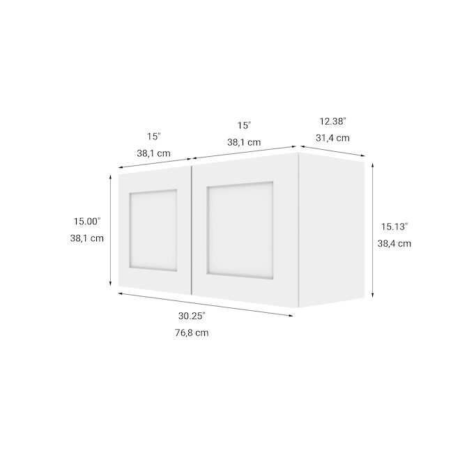 LANDON&CO ELITE 2-Doors Kitchen Cabinet - Wall Mount - 30 1/4-in x 15 1/8-in - Shaker Style - White