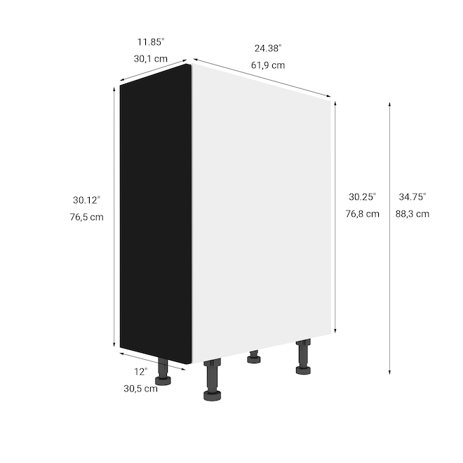Armoire de cuisine Eklipse, module inférieur, collection Onyx, 12 po x