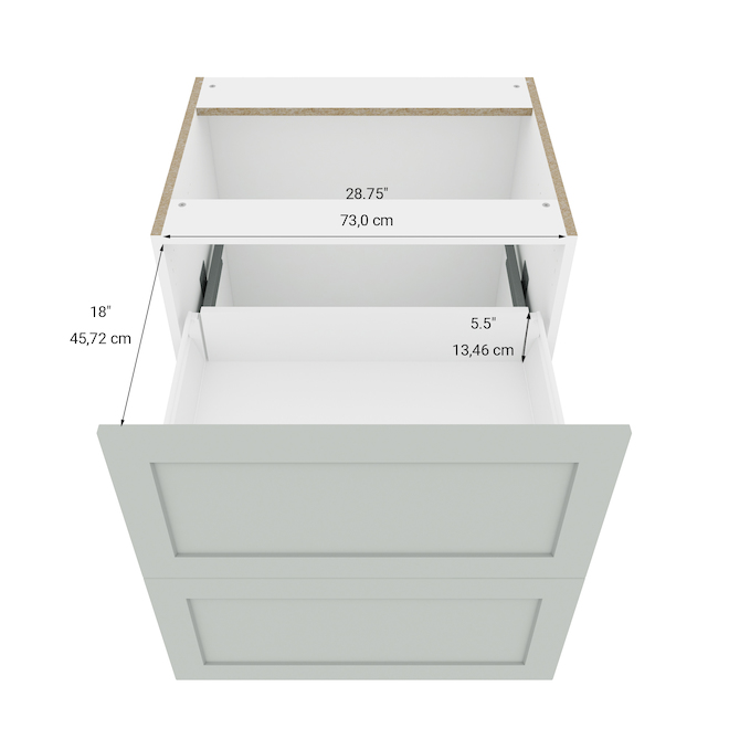 Armoire de cuisine module inférieur ELITE de LANDON&CO, 2 tiroirs, 30 po, polymère, gris