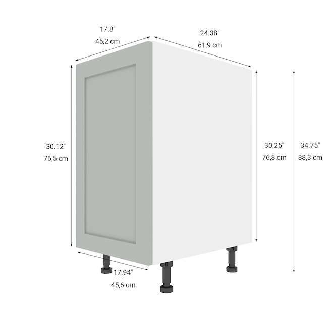 LANDON&CO ELITE 1-Door Base Kitchen Cabinet - 18-in - Polymer - Gray