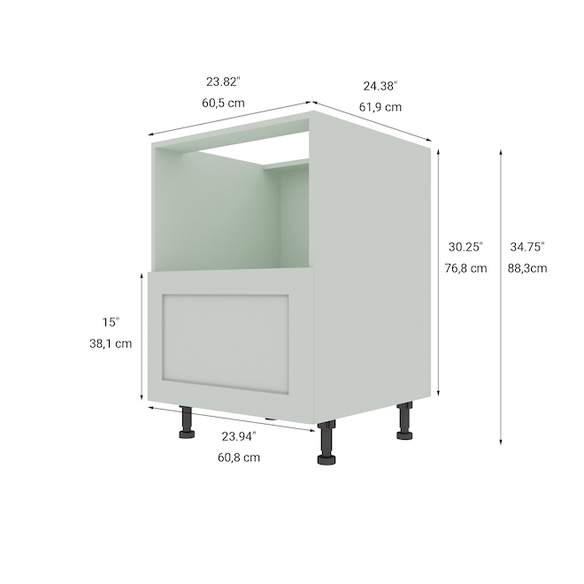 Armoire inférieure pour four à micro-ondes ELITE de LANDON&CO, 1 tiroir 24 po polymère gris