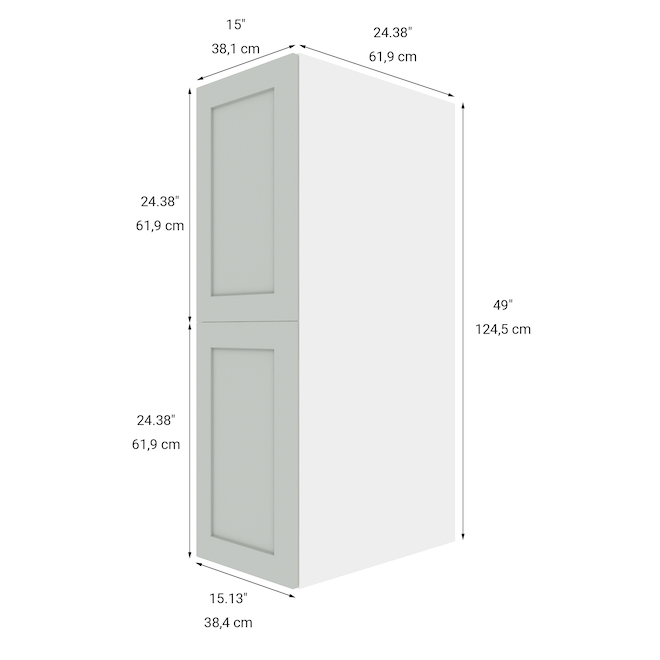 Armoire murale supérieure ELITE de LANDON&CO, 2 portes 3 tablettes 15 po x 49 po, gris