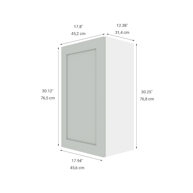 Armoire module du haut ELITE de LANDON&CO, 2 étagères et 1 porte et fini en polymère, 30 po x 18 po, gris